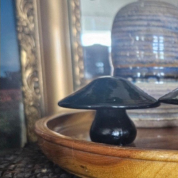 Vintage Counterpoint Dark smoky green glass MCM mushroom 2 1/2” - Picture 2 of 7